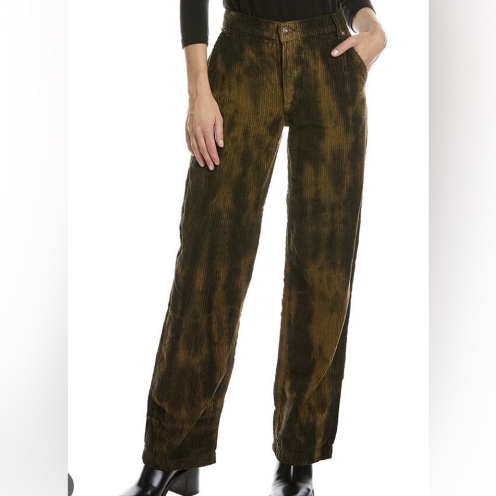Free People Reese Pitched straight corduroy pants in a tie-dye brown color